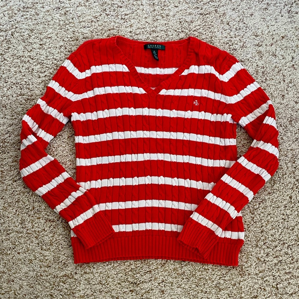 Ralph Lauren striped red and white sweater. Size medium!
